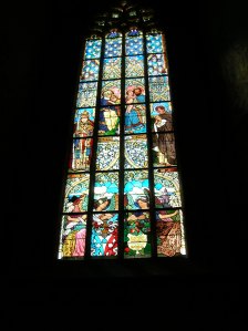 The exquisite stained glass windows in the cathedral